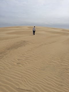 Outer Banks Trekking up an endless sand dune