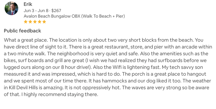 Avalon Beach Bungalow OBX Live Swell Erik Airbnb Review 6.2018